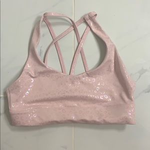 Unicorn sparkly pink sports bra